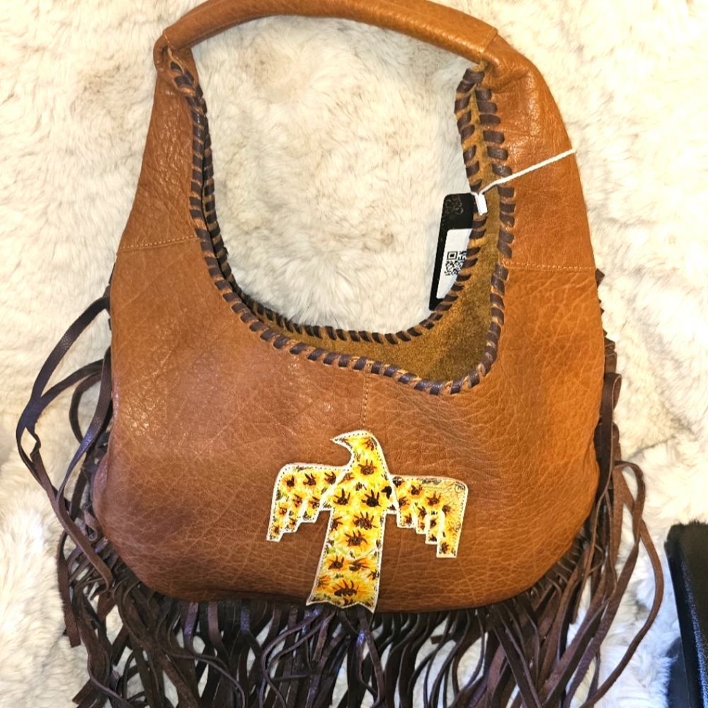 Brown Leather Fringe Bag
